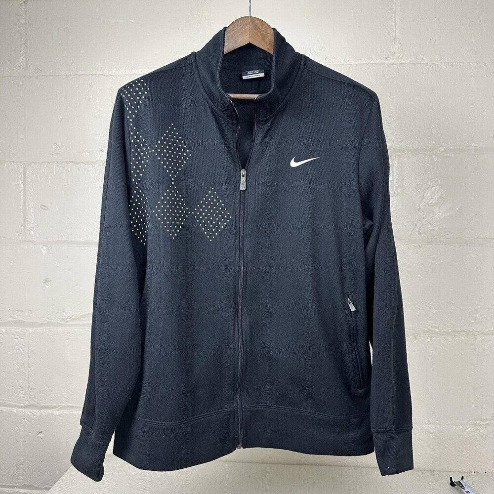 Nike Golf Zip Up Track Jacket Black Diamond Argyle Zipper Pockets Mens Size XL